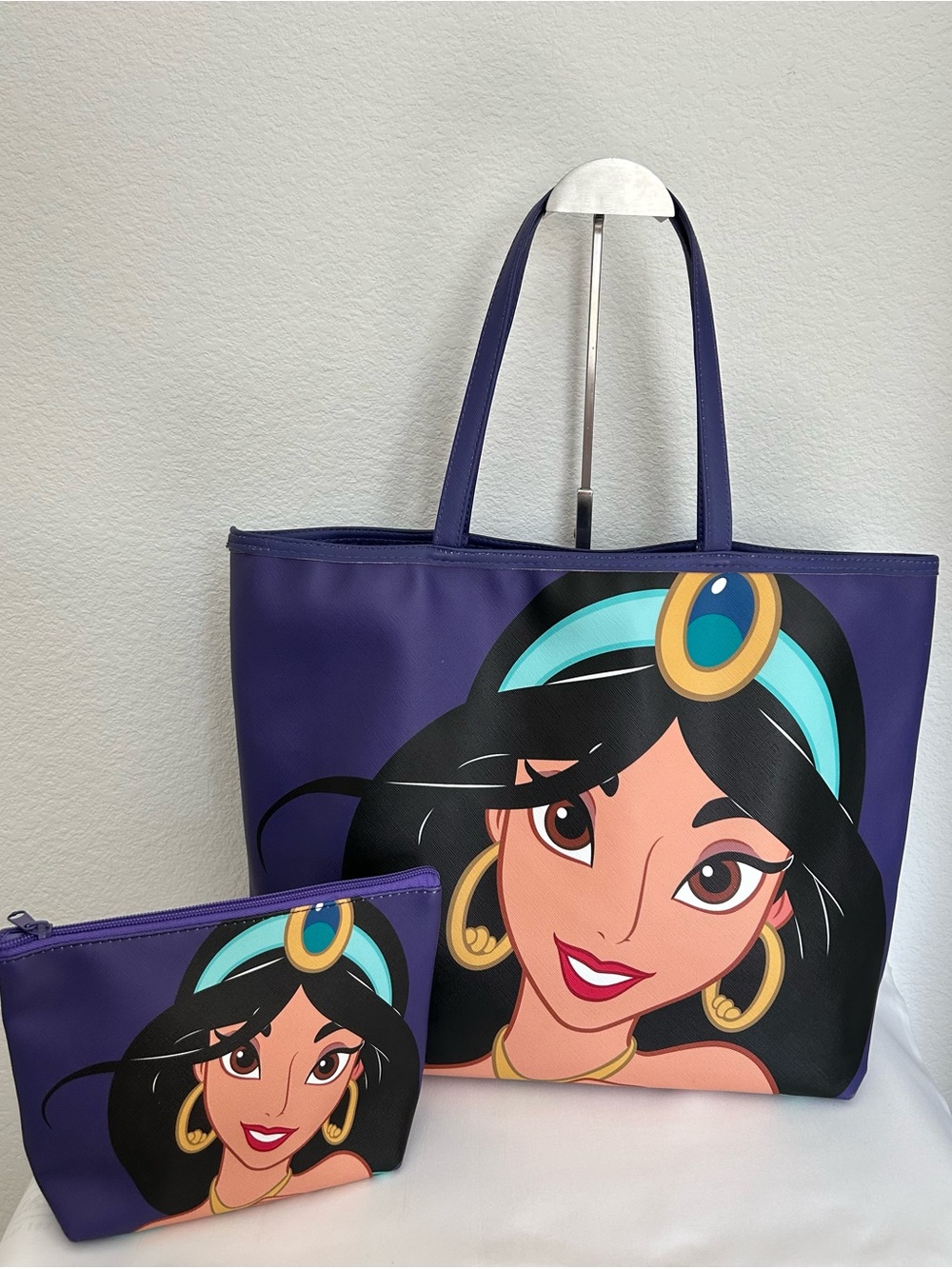 💜Disney💜 Aladdin~Princess Jasmine💜Purple💜Tote Bag w/Matching Cosmetic Pouch